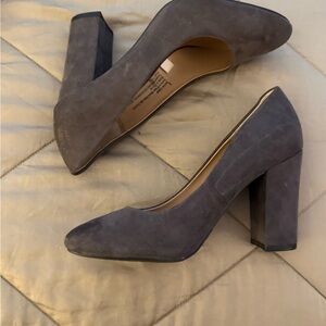 Elegant Gray Women's Block Heel Shoes